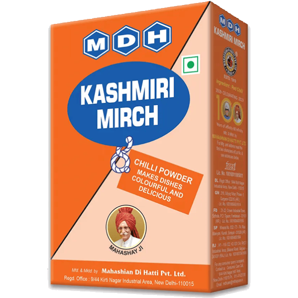 MDH Kashmiri Mirch 10g premium Kashmiri red chilli powder for Indian cooking