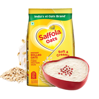 Saffola Oats 900g Soft and Creamy Instant Rolled Oats