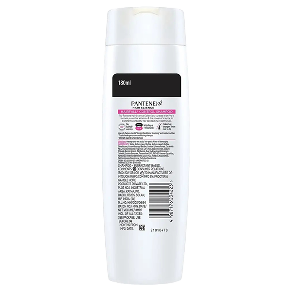 Pantene Hair Science Hairfall Control Shampoo,lesser hairfall (180 ml) - Image 2