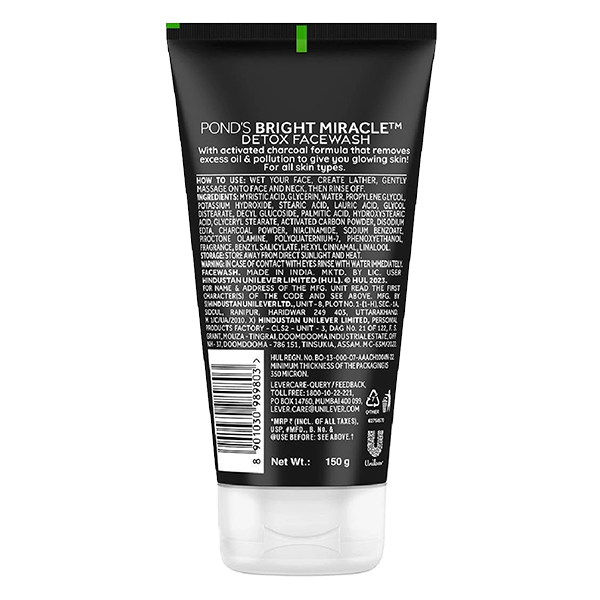 Pond's Bright Miracle Detox Facewash with 10X Power of Charcoal 100g
